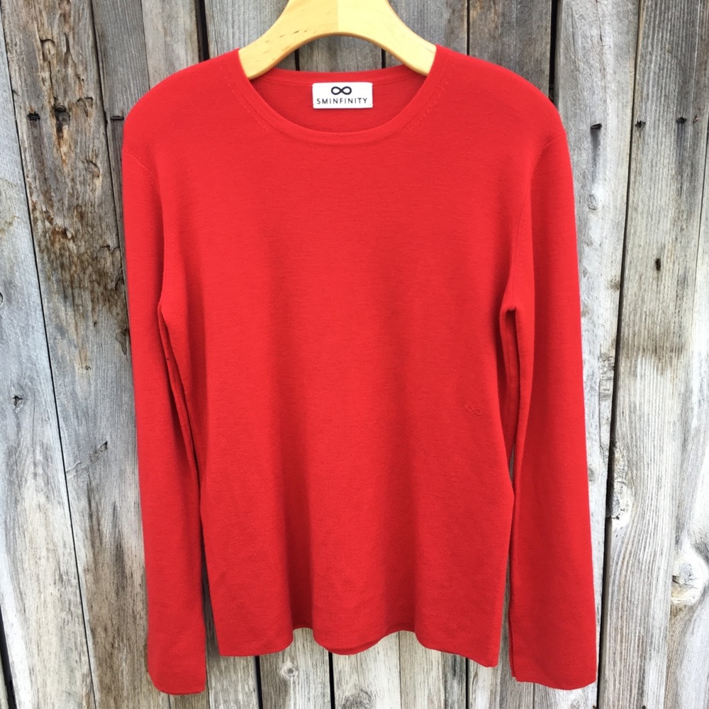 Sminfinity 100% Merino Wool Crewneck Sweater Red L